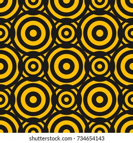 Abstraction black. Seamless pattern  repetitive scattered on a orange background. Vector illustration. Concept Round goal Male design.