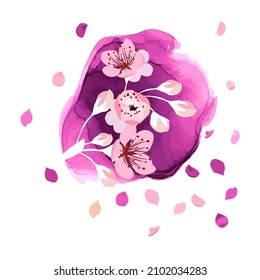 Abstraktion des Blocks mit Sakurarblume. Vektorgrafik