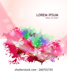 abstraction with blots and flowers. Vector