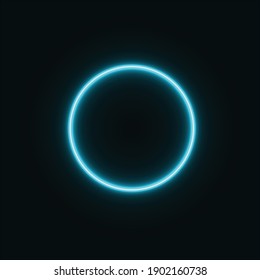 
Abstraction Blue Neon Glowing Circle. Vector Illustration.