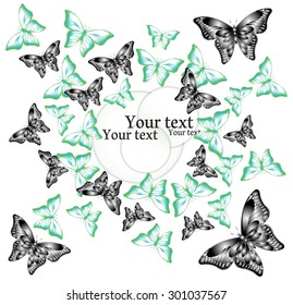 Abstraction with butterflies and circles on light background