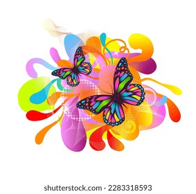Abstraction with butterflies. Vector illustration