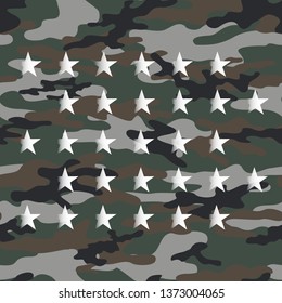 
abstraction camouflage seamless vector background with stars vecto