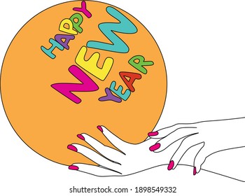 Abstraction of a child in a ball. Christmas ball in his hands.