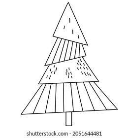 Resumen árbol de Navidad. Esquema. Ilustración vectorial. Para Navidad y Año Nuevo decoración, diseño y postales