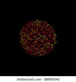 Abstraction circle, fractals, explosion, planet. Dotted mesh.