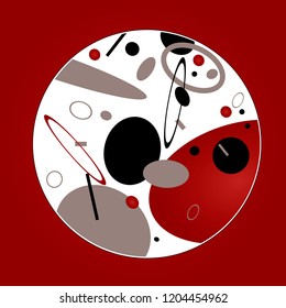 Abstraction in circle vector with bright red black and gray on white abstract geometric pattern sport and technique gradient red background isolate dynamically