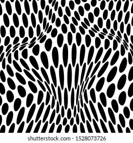 Abstraction in circles is distorted. Black on a white background