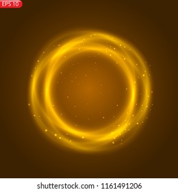 Abstraction, circles of light with sparks, flashes of light