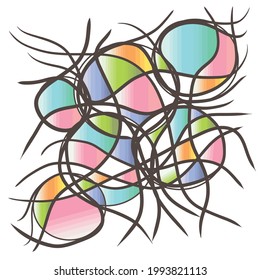 abstraction, circles and lines in abstraction, color image