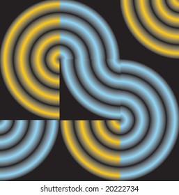 Abstraction of circles on black squares. Vector