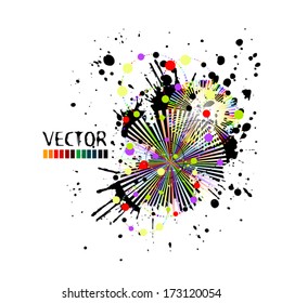 abstraction from circles and paint spots. Vector