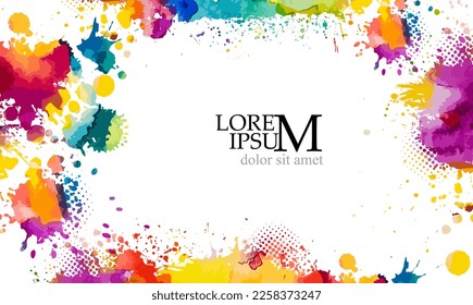 Abstraction colored blots. Rainbow colors. Frame for text with a brush. Vector illustration