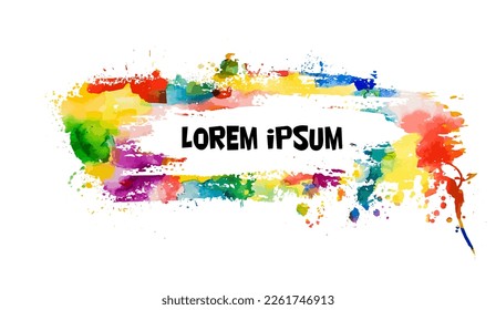 Abstraction colored blots. Rainbow colors. Frame for text with a brush. Vector illustration