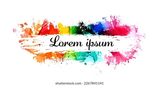 Abstraction colored blots. Rainbow colors. Frame for text with a brush. Vector illustration