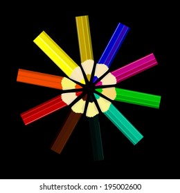 Abstraction of colored pencils. Vector 