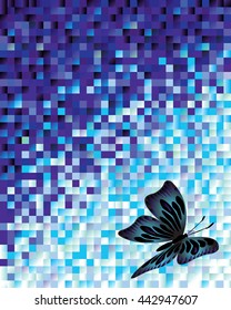 Abstraction of colored squares with a butterfly