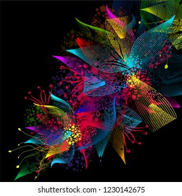 abstraction with colorful flowers. Vector