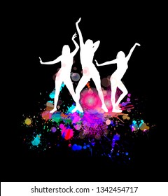 Abstraction Colorful Paint Stains Dancing Girls Stock Vector (Royalty ...
