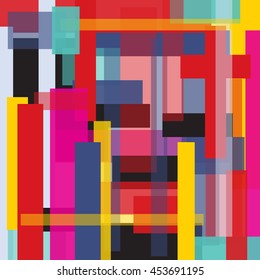 abstraction, composed of bricks, different shades