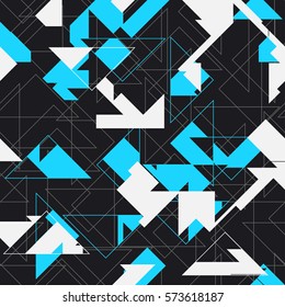 Abstraction composed of different triangles. Modern sealmless abstract texture, pattern