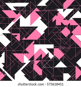 Abstraction composed of different triangles. Modern sealmless abstract texture, pattern