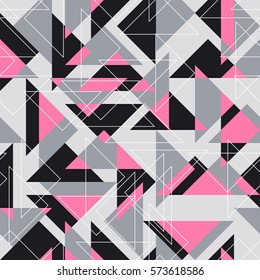 Abstraction composed of different triangles. Modern sealmless abstract texture, pattern
