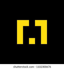 abstraction composition letter M square with yellow color and black background, editable vector