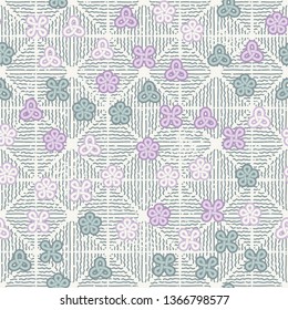 Abstraction consisting of looped figures applied to a motley background. Seamless pattern. Easy editing.