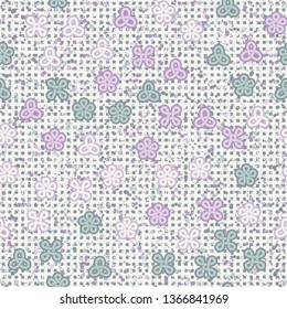 Abstraction consisting of looped figures applied to a motley background. Seamless pattern. Easy editing.