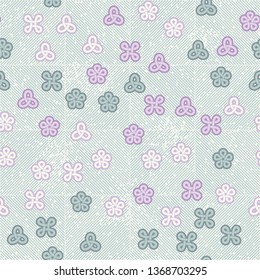 Abstraction consisting of looped figures applied to a motley background. Seamless pattern. Easy editing.