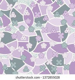 Abstraction consisting of looped figures applied to a motley background. Seamless pattern. Easy editing.