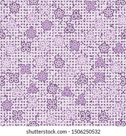 Abstraction consisting of looped figures applied to a motley background. Seamless pattern. Easy editing.