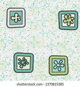 Abstraction consisting of painted convex blobs in the framework of applied on a motley background. Seamless pattern.