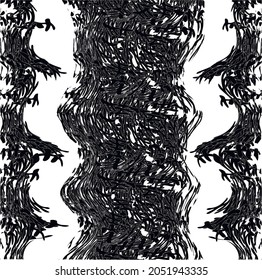 The abstraction consists of vertical patterns, a bit like a forest jungle.