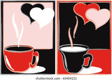 Abstraction with cups and hearts
