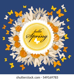Abstraction of daisies and butterflies. Vector