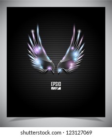 Abstraction dark background with glass  wings.vector illustration