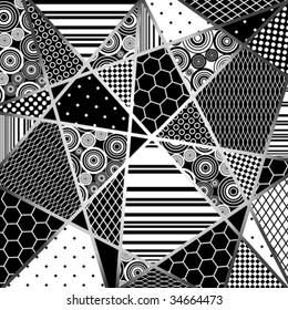 abstraction from decorative pattern fragments in black, grey and white tones