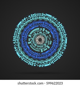 Abstraction digital blue circles vector background, vector illustration
