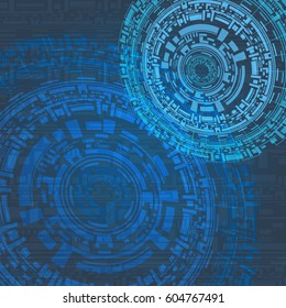 Abstraction digital blue circles vector background, vector illustration