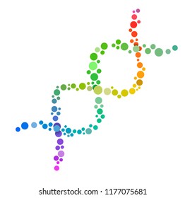 Abstraction Of DNA, Double Helix Consisting Of Colorful Dots, Eps10 Vector