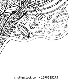 abstraction and doodles pattern with flowers and ornaments