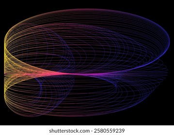 Abstraction drawn with lines. Harmonograph drawings. Contemporary art. Abstract geometric element. Mathematical chaos, spirograph. Design element for poster, banners, flyers. Psychedelic art