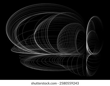 Abstraction drawn with lines. Harmonograph drawings. Contemporary art. Abstract geometric element. Mathematical chaos, spirograph. Design element for poster, banners, flyers. Psychedelic art