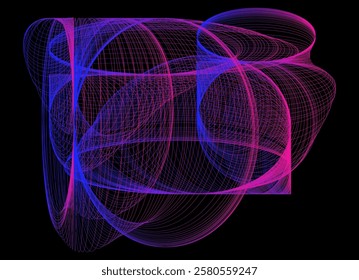 Abstraction drawn with lines. Harmonograph drawings. Contemporary art. Abstract geometric element. Mathematical chaos, spirograph. Design element for poster, banners, flyers. Psychedelic art