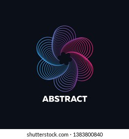 Abstraction with dynamic lines, inspired disco 80s music, 3d background, neon, flower, abstract cover, banner, poster, icon. Vector illustration