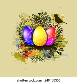 abstraction Easter eggs in the nest. Vector