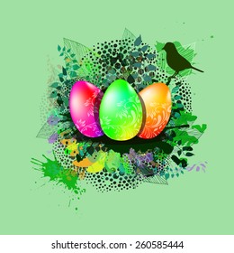 abstraction Easter eggs in the nest. Vector