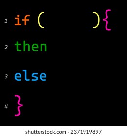 Abstracción si, a continuación, código de estilo de instrucción c#, en un fondo negro. Números de línea y corchetes incluidos